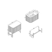 Flauto 900mm Reed Green Vanity Unit with Countertop and Brushed Brass Frame - Technical drawing