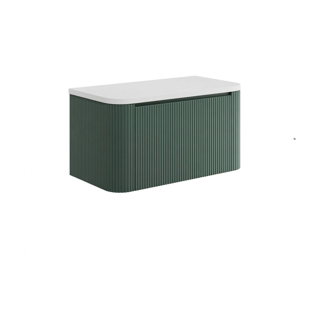 Flauto 900mm Reed Green Vanity Unit with Countertop
