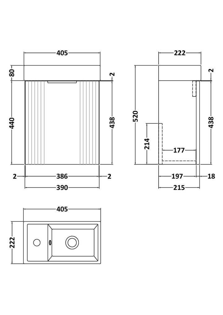 Nuie 400mm Satin Blue Wall Hung Cabinet &amp; Basin