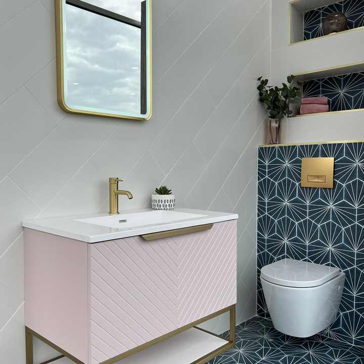 Objekt Ceramica SAN85 1.1m Slim Line Wall Hung WC Frame - Brushed Brass Flush Plate