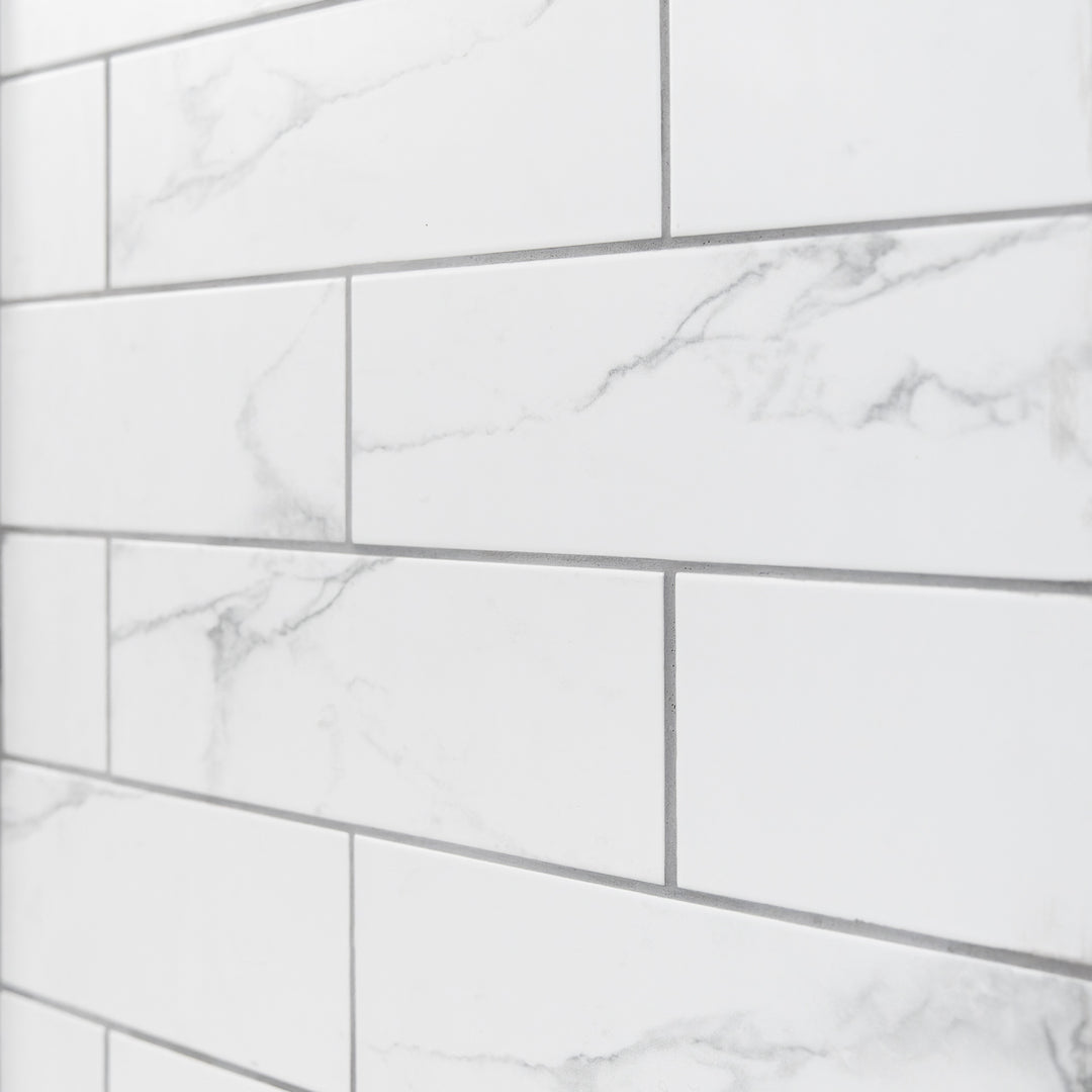 Flat Matt Carrara 10 x 30cm Brick Tile - 1.02sqm perbox