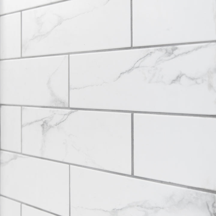 Flat Matt Carrara 10 x 30cm Brick Tile - 1.02sqm perbox