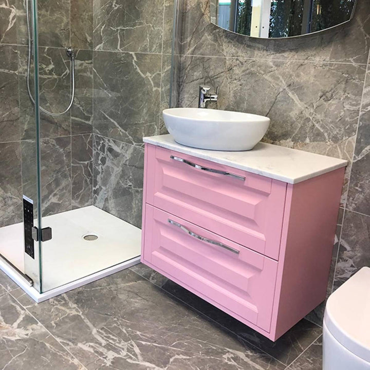 Josef Martin Foxton 600mm Wall Hung Vanity Unit with Pebble Worktop - Blush