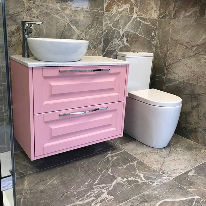 Josef Martin Foxton 600mm Wall Hung Vanity Unit with Pebble Worktop - Blush