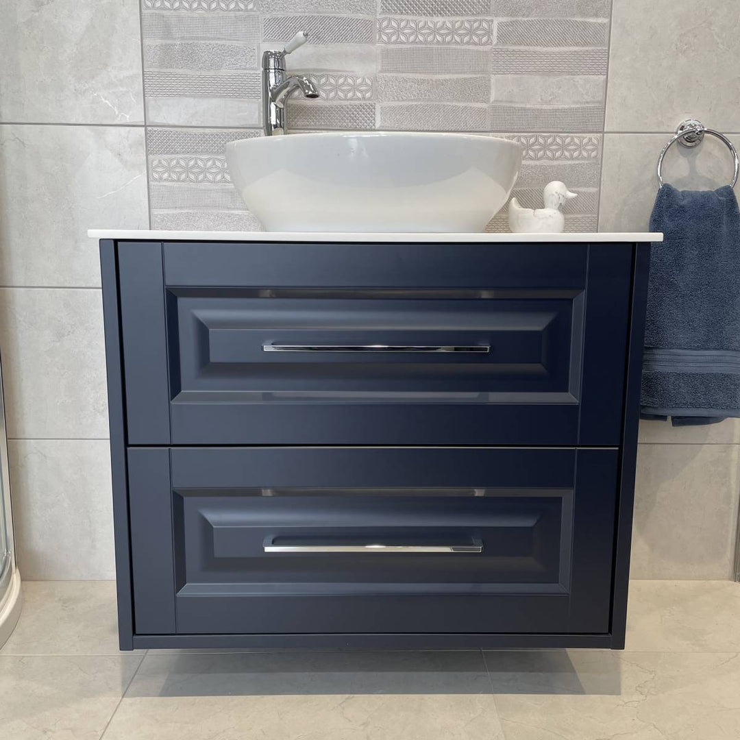 Josef Martin Foxton 800mm Wall Hung Vanity Unit with Pebble Worktop - Basalt