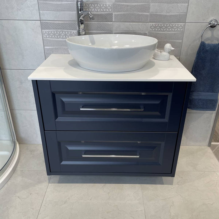Josef Martin Foxton 800mm Wall Hung Vanity Unit with Pebble Worktop - Basalt