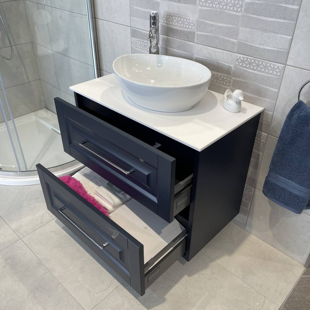 Josef Martin Foxton 800mm Wall Hung Vanity Unit with Pebble Worktop - Basalt