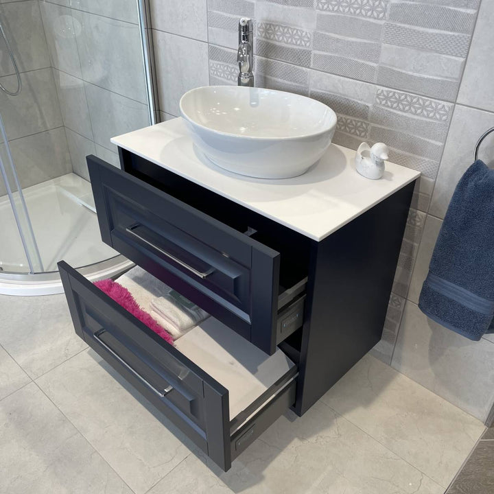 Josef Martin Foxton 800mm Wall Hung Vanity Unit with Pebble Worktop - Basalt