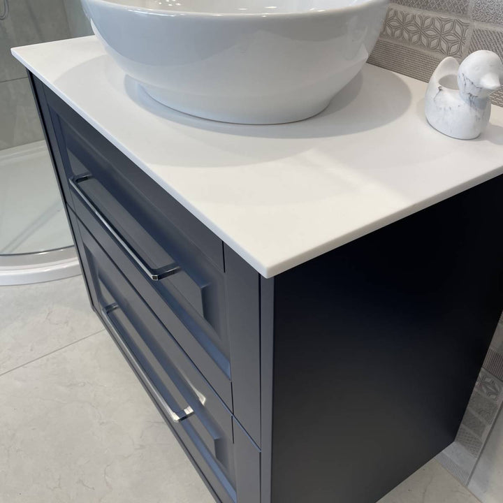 Josef Martin Foxton 800mm Wall Hung Vanity Unit with Pebble Worktop - Basalt