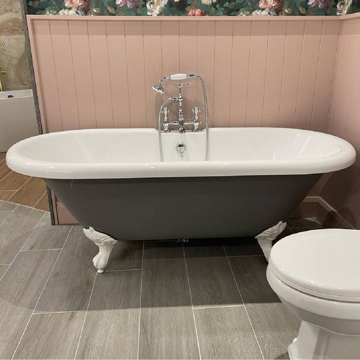 Balmoral 1700mm Double Ended Roll Top Bath with White Claw &amp; Ball Feet - Dark Lead (12729)