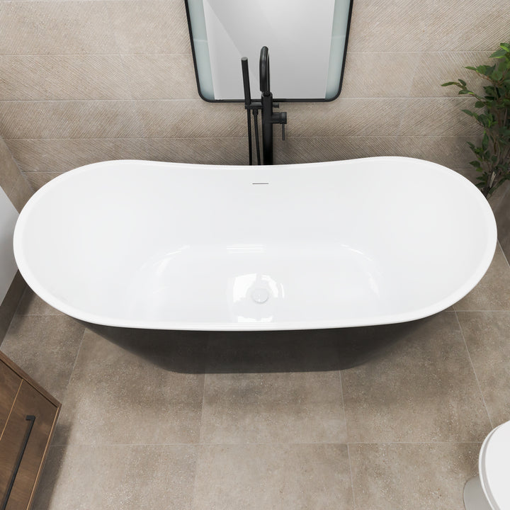 Viktor Benson Taha 1700 x 800 Freestanding Double Ended Slipper Bath - Black