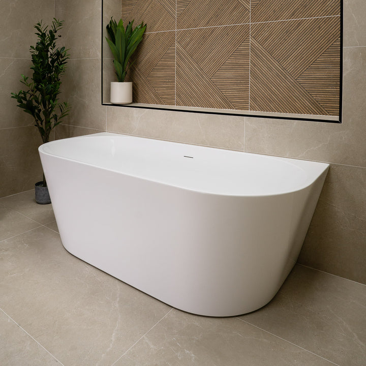 Viktor Benson Delia D Shape Back to Wall 1700 x 800mm Freestanding Bath