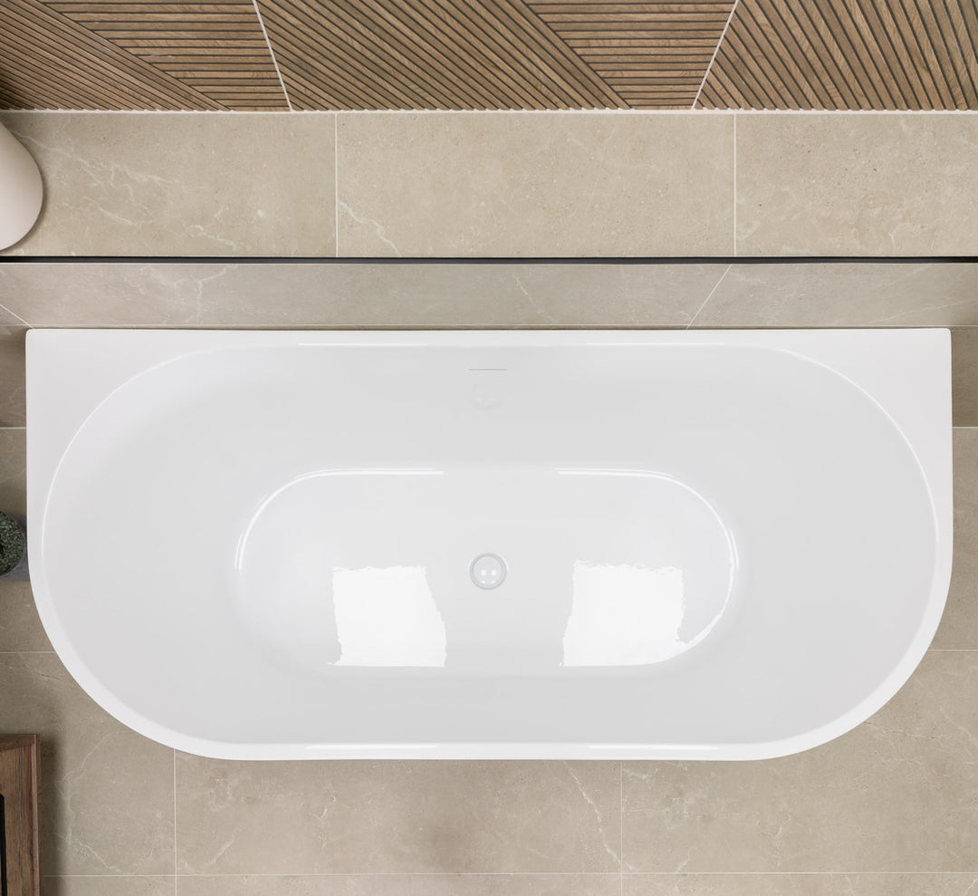 Viktor Benson Delia D Shape Back to Wall 1700 x 800mm Freestanding Bath