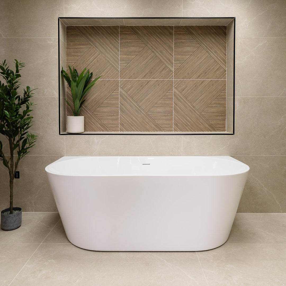 Viktor Benson Delia D Shape Back to Wall 1700 x 800mm Freestanding Bath