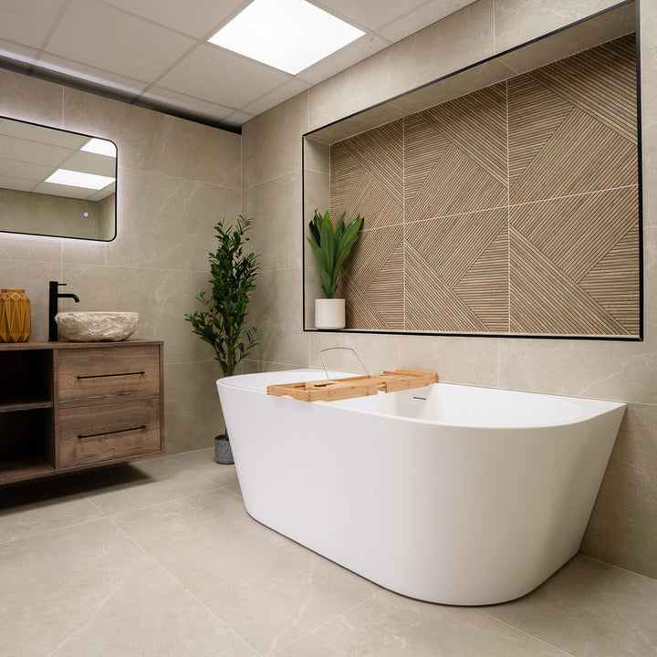 Viktor Benson Delia D Shape Back to Wall 1700 x 800mm Freestanding Bath