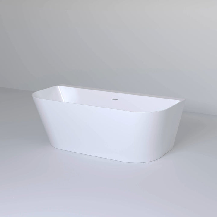 Viktor Benson Athens 1700 x 800 Back to Wall Freestanding Bath - Slim Overflow &amp; White Waste
