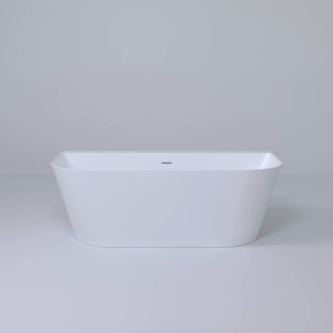 Viktor Benson Athens 1700 x 800 Back to Wall Freestanding Bath - Slim Overflow &amp; White Waste