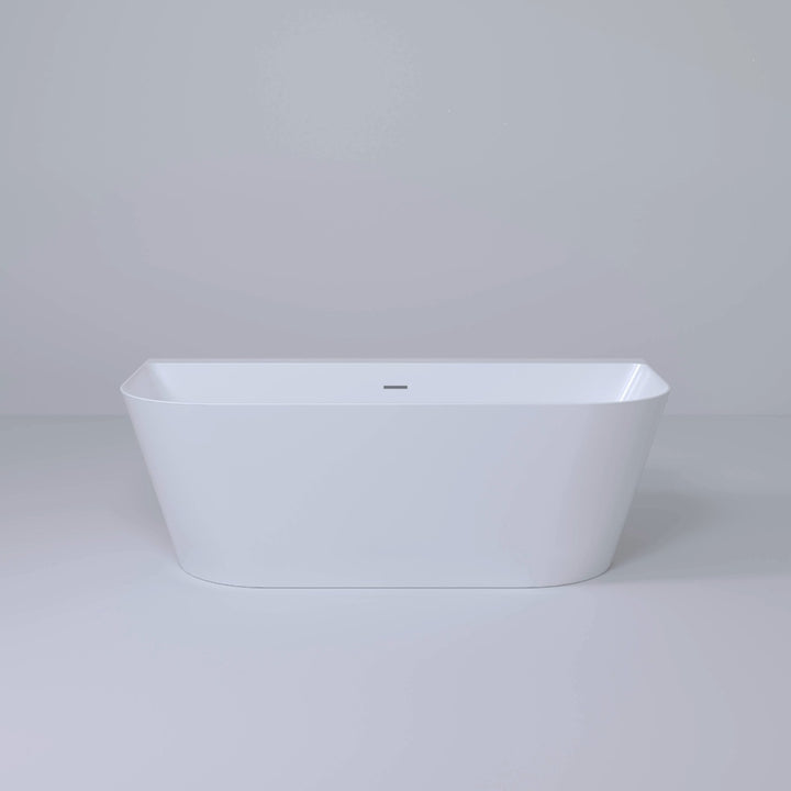 Viktor Benson Athens 1700 x 800 Back to Wall Freestanding Bath - Slim Overflow &amp; White Waste