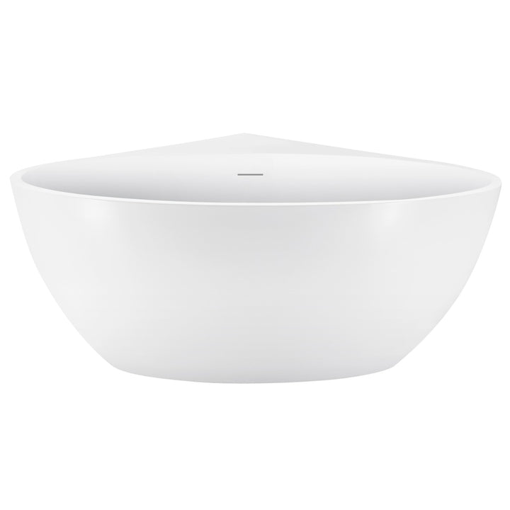 Viktor Benson Orion 1260 x 1260mm Freestanding Corner Bath - Slim Overflow &amp; White Waste