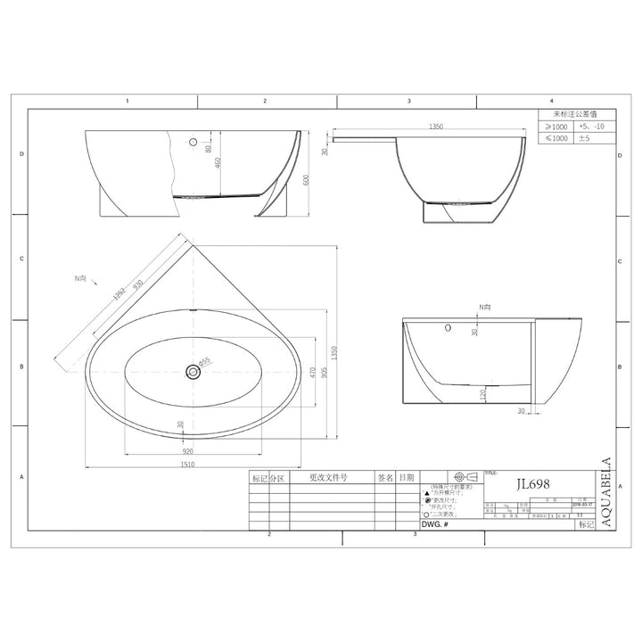 Viktor Benson Orion 1260 x 1260mm Freestanding Corner Bath - Slim Overflow &amp; White Waste