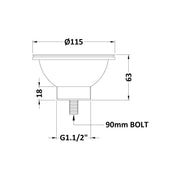 Nuie Strainer with Pull Out Basket - Chrome - Technical drawing