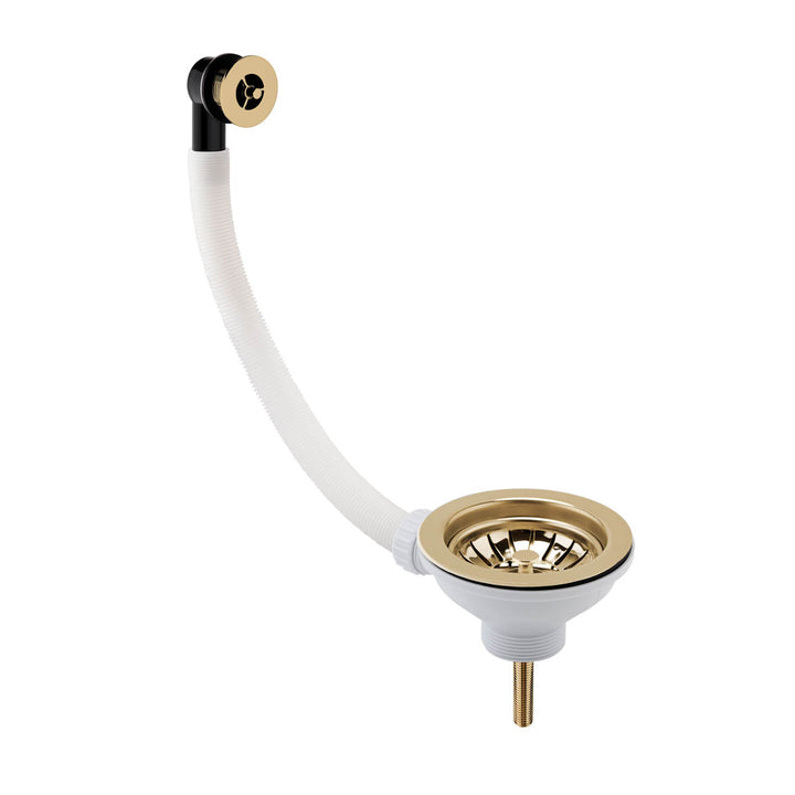 Nuie 90mm Basket Strainer with Round Overflow - Brushed Brass