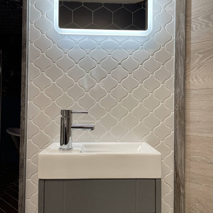 Flame White Gloss 28 x 24.6cm Mosaic Sheet