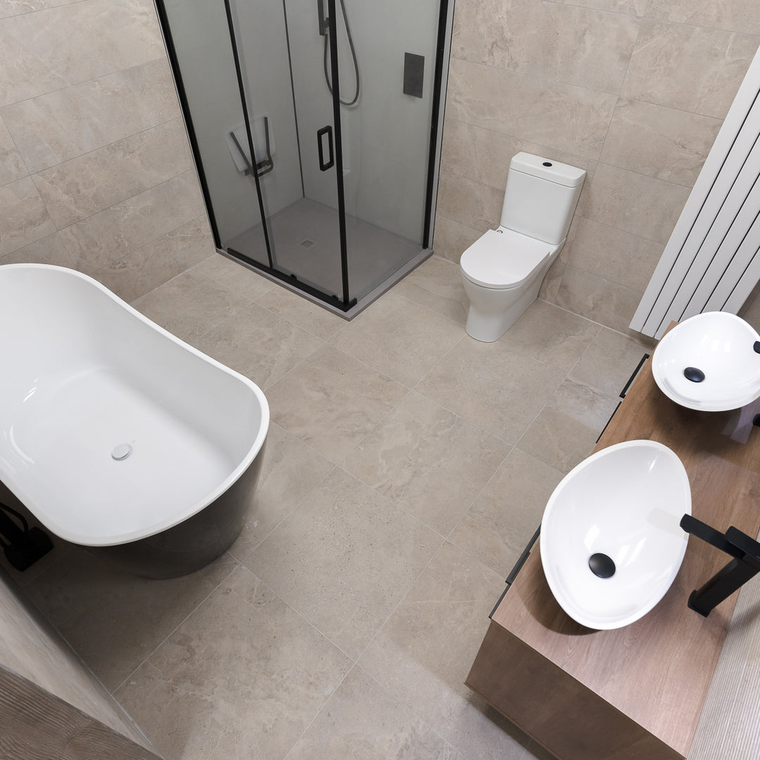 Glamstone Beige 75 x 75cm Rectified Porcelain Tile - 1.1sqm perbox