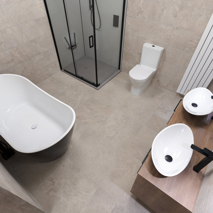 Glamstone Beige 75 x 75cm Rectified Porcelain Tile - 1.1sqm perbox