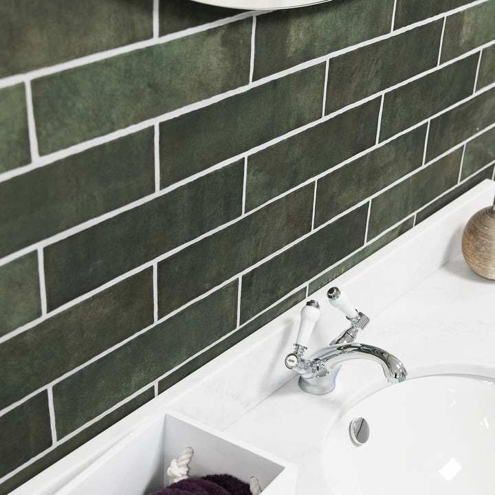 Gemstone Emerald 7.5 x 30cm White Body Tile - 1sqm perbox