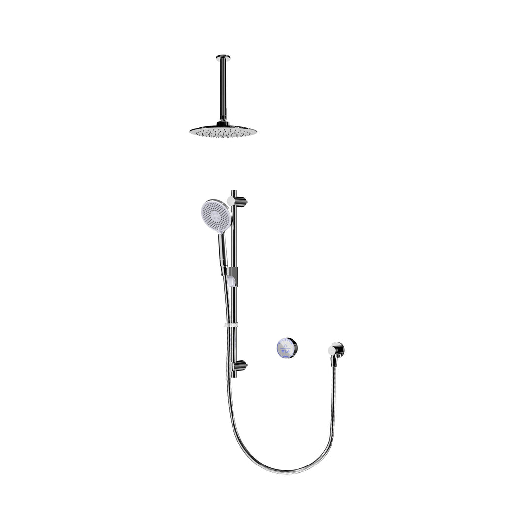 Aqualisa Smart Glo Digital Shower - Dual Outlet with Riser Ail and Fixed Ceiling Head (Concealed) HP/Combi - Chrome