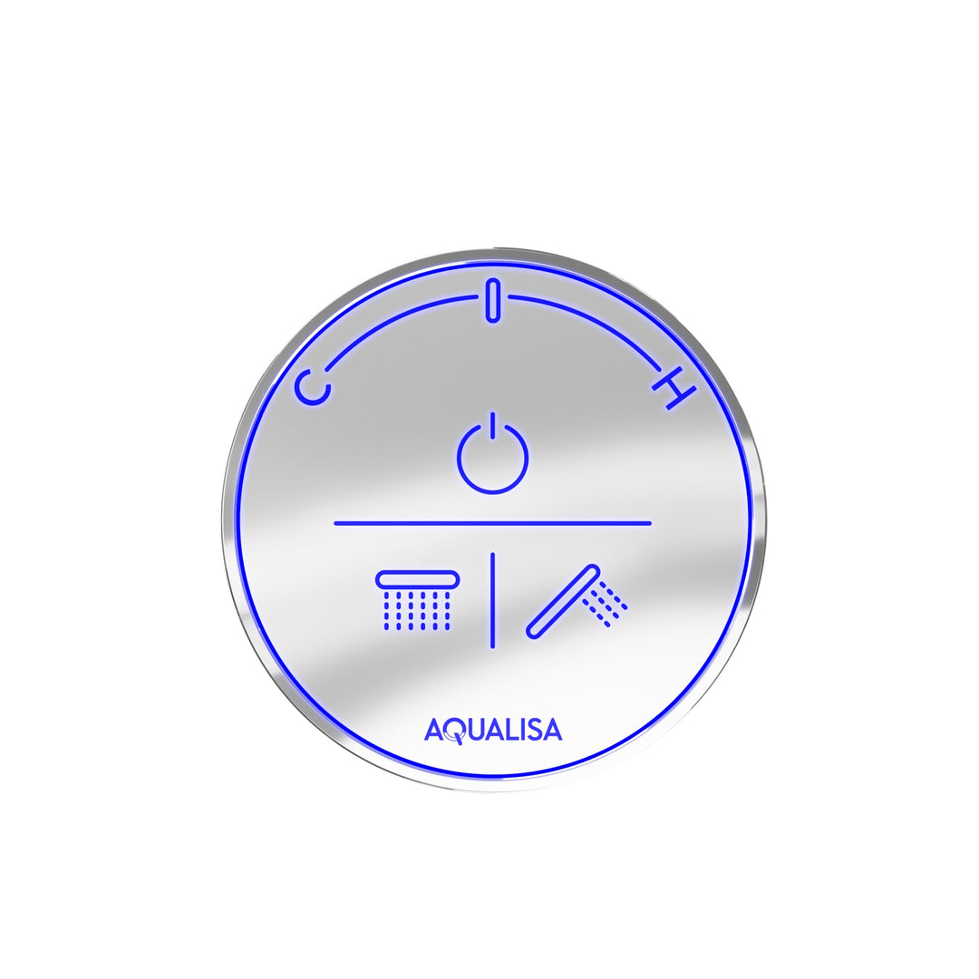 Aqualisa Smart Glo Digital Shower - Dual Outlet with Riser Rail and Fixed Wall Head (Concealed) HP/Combi - Chrome