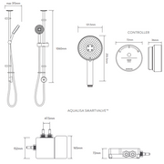 Aqualisa Smart Glo Digital Shower - Single Outlet with Riser Rail Exposed HP/Combi - Chrome - Technical drawing