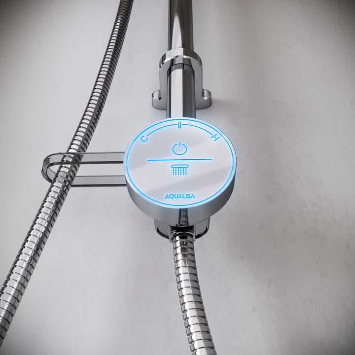 Aqualisa Smart Glo Digital Shower - Single Outlet with Riser Rail Exposed HP/Combi - Chrome