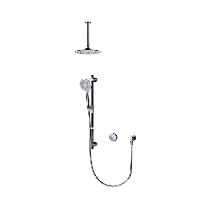 Aqualisa Smart Glo Digital Shower - Dual Outlet with Riser Rail and Fixed Ceiling Head (Concealed) Gravity Pumped - Chrome