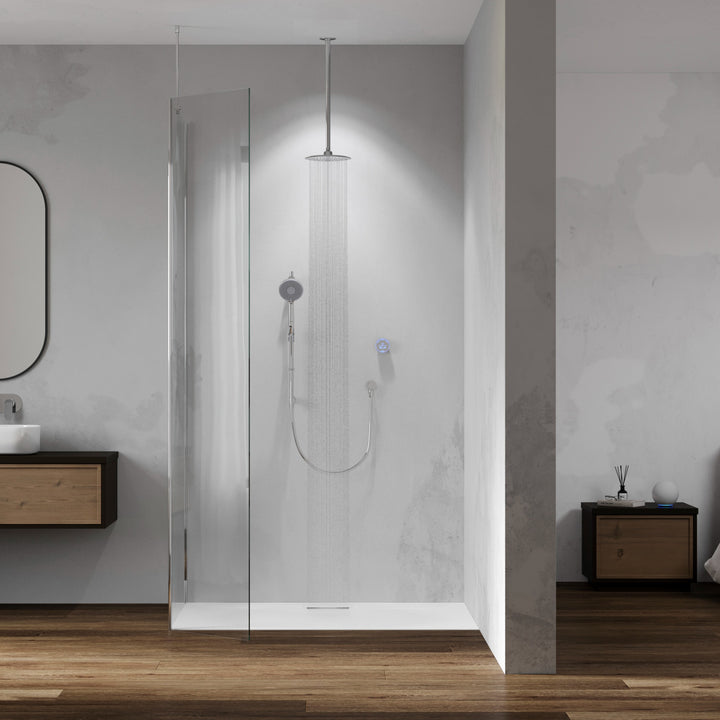 Aqualisa Smart Glo Digital Shower - Dual Outlet with Riser Rail and Fixed Ceiling Head (Concealed) Gravity Pumped - Chrome
