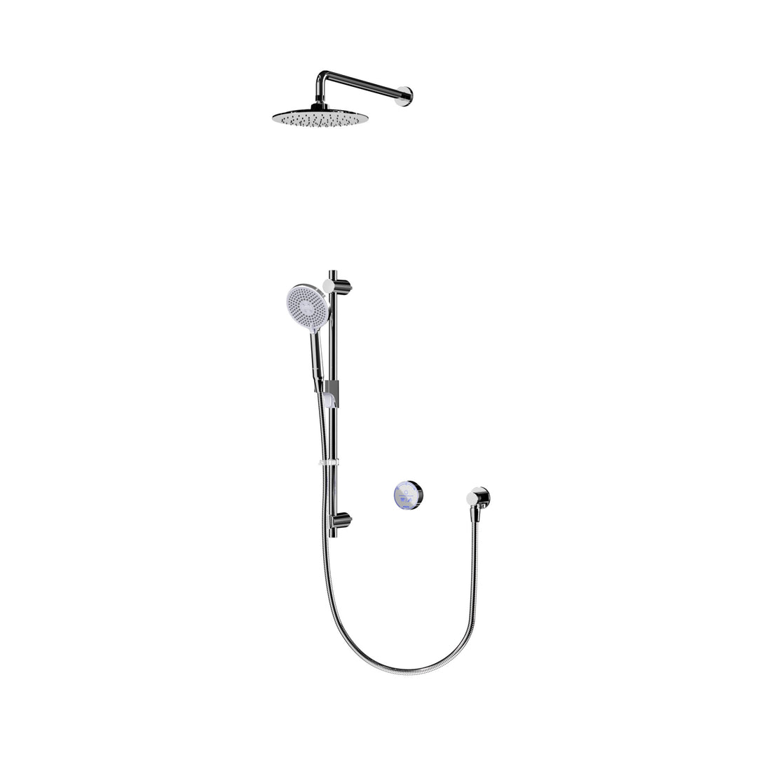 Aqualisa Smart Glo Digital Shower - Dual Outlet with Riser Rail and Fixed Wall Gead (Concealed) Gravity Pumped - Chrome