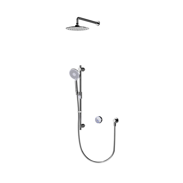 Aqualisa Smart Glo Digital Shower - Dual Outlet with Riser Rail and Fixed Wall Gead (Concealed) Gravity Pumped - Chrome