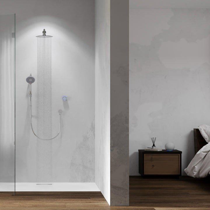 Aqualisa Smart Glo Digital Shower - Dual Outlet with Riser Rail and Fixed Wall Gead (Concealed) Gravity Pumped - Chrome