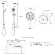 Aqualisa Smart Glo Digital Shower - Single Outlet with Riser Rail Exposed Gravity Pumped - Chrome - Technical drawing