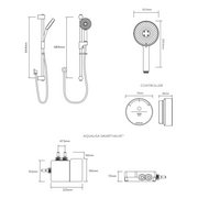 Aqualisa Smart Glo Digital Shower - Single Outlet with Riser Rail Concealed HP/Combi - Black - Technical drawing