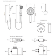 Aqualisa Smart Glo Dual Head Concealed Digital Shower - HP/Combi Black - Technical drawing