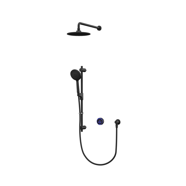 Aqualisa Smart Glo Digital Shower - Dual Outlet with Riser Rail and Fixed Wall Head )Concealed) HP/Combi - Black