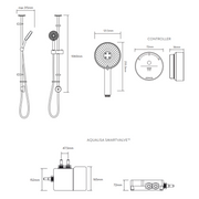 Aqualisa Smart Glo Digital Shower - Single Outlet with Riser Rail Exposed HP/Combi - Black - Technical drawing