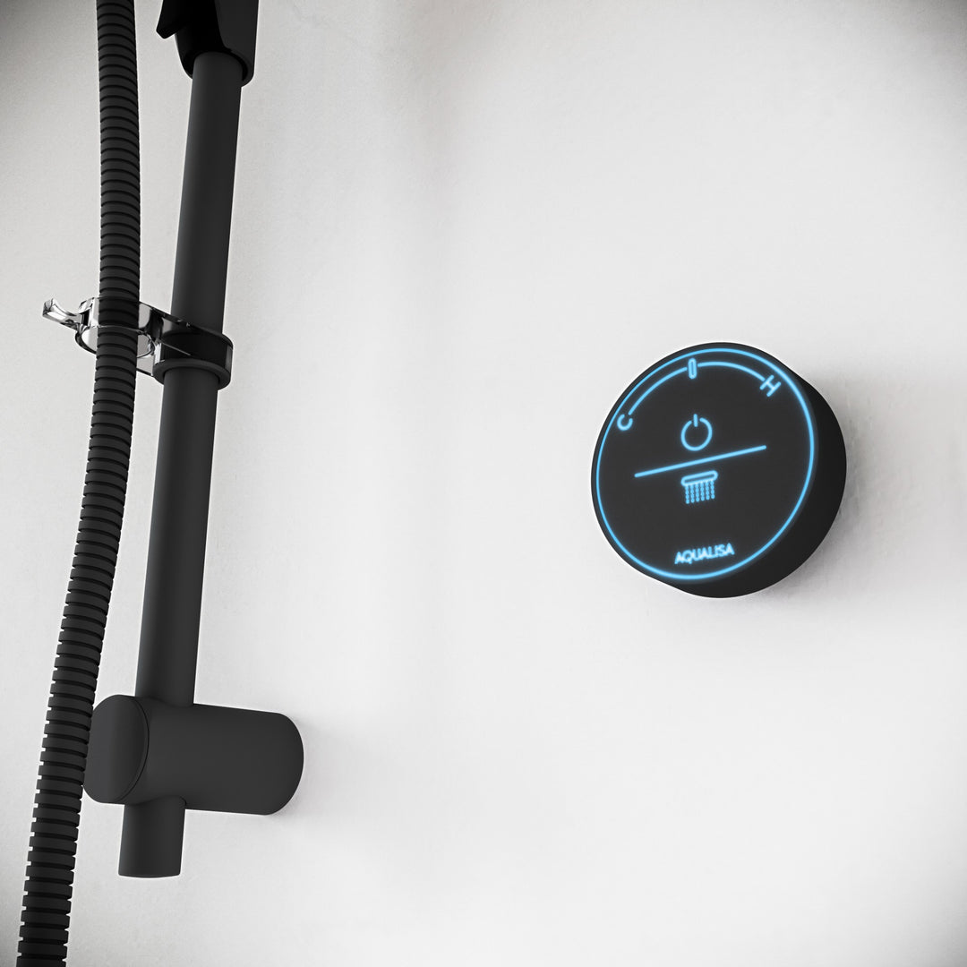 Aqualisa Smart Glo Digital Shower - Single Outlet with Riser Rail Concealed Gravity Pumped - Black