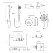 Aqualisa Smart Glo Digital Shower - Dual Outlet with Riser Rail and Fixed Wall Head (Concealed) Gravity Pumped - Black - Technical drawing