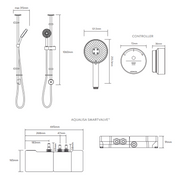 Aqualisa Smart Glo Digital Shower - Single Outlet with Riser Rail Exposed Gravity Pumped - Black - Technical drawing