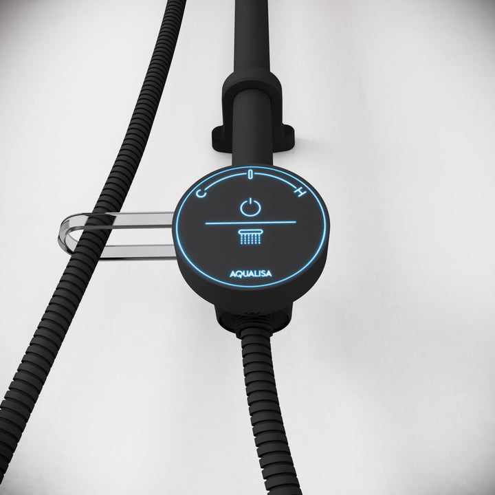 Aqualisa Smart Glo Digital Shower - Single Outlet with Riser Rail Exposed Gravity Pumped - Black