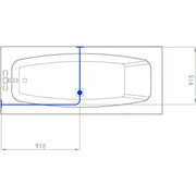 Croydex Profile 800 L-Shaped Rail 915x915 - White - Technical drawing