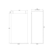 Hudson Reed 1100mm Wetroom Screen with Arms and Feet - Chrome GPAF11 - Technical drawing